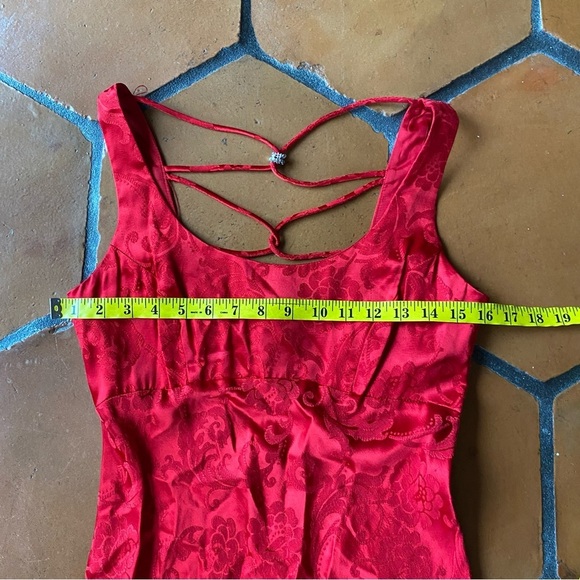 Vintage Zum Zum Prom Dress Maxi Gown Satin 90s Y2K Glam Open Back Jacquard 5 / 6 - Picture 11 of 12